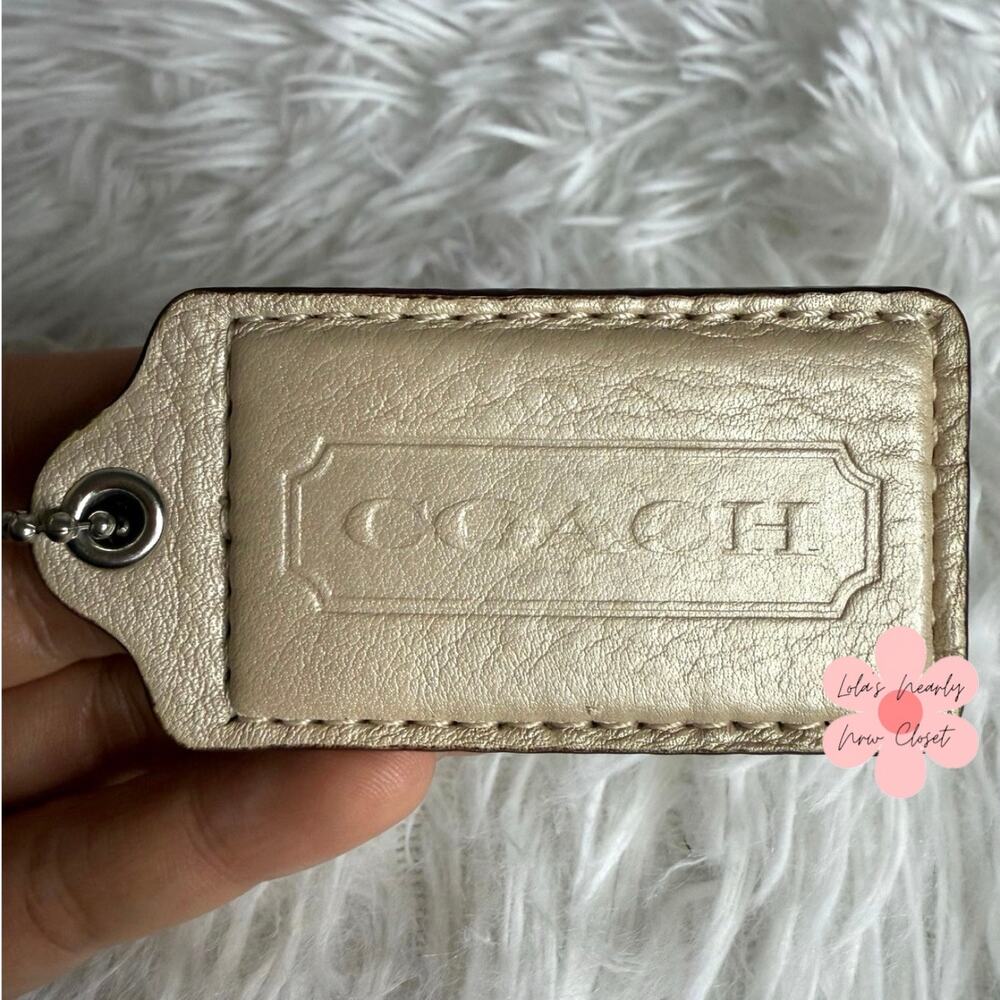 2.5" Coach Champagne Fob Bag Charm Hang tag Hangtag